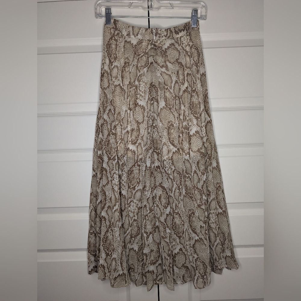 Free Press Womens XS Snakeskin Tan Brown Midi/Long Skirt - Picture 2 of 12